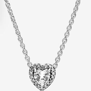 Pandora jewelry elevated heart necklace Sterling silver cubic zirconia